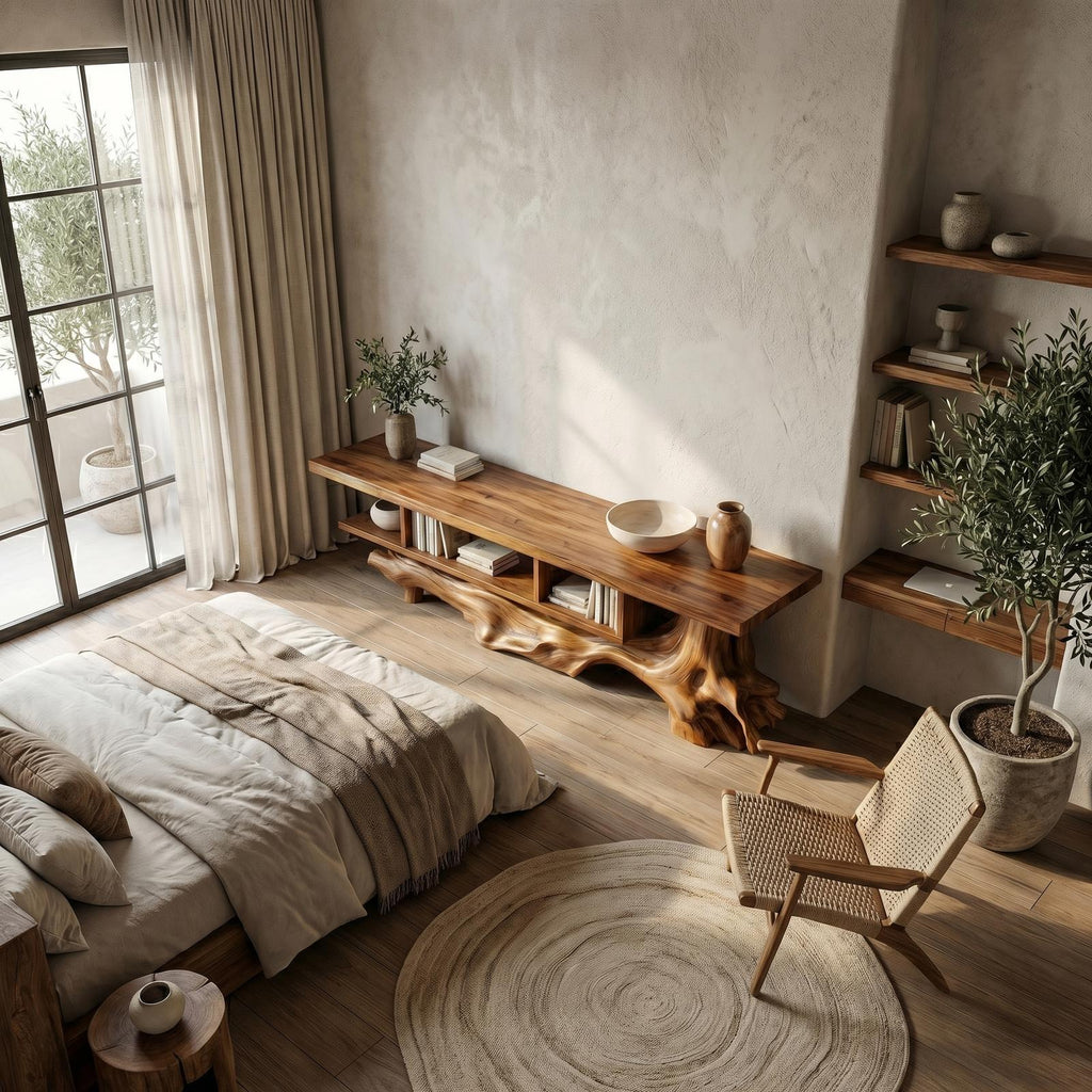 Rustic Solid Wood Display Shelf, Designer Open Bookcase & Multi-Tier Shelving Unit for Living Room, Hallway