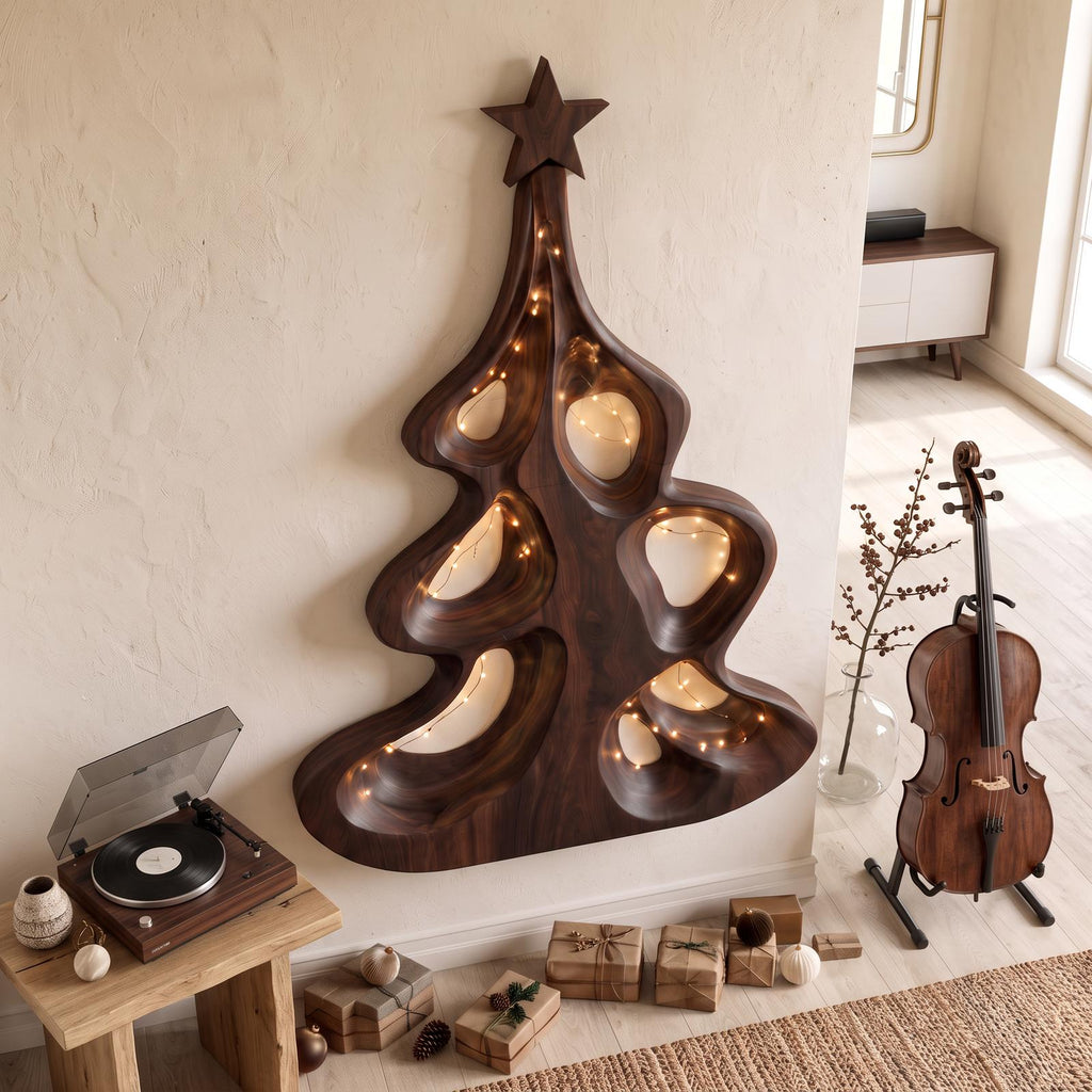 Modern Christmas Wall Decor With Artistic Hollow Tree Form For Entryway