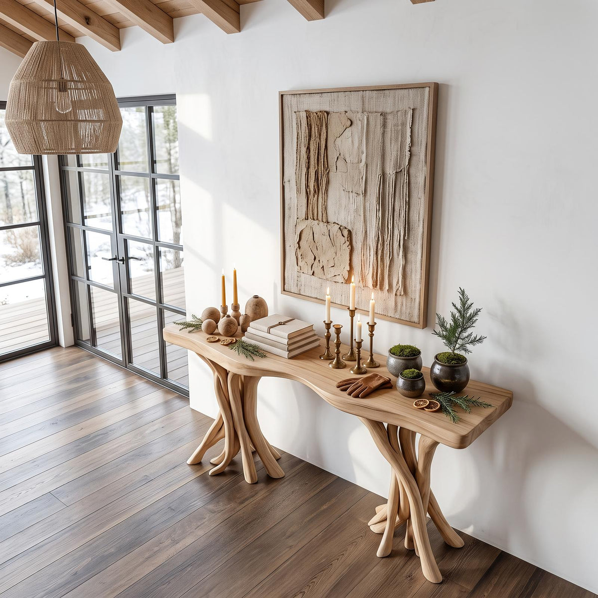 Driftwood Console Table Organic Wood Rustic Art Gift