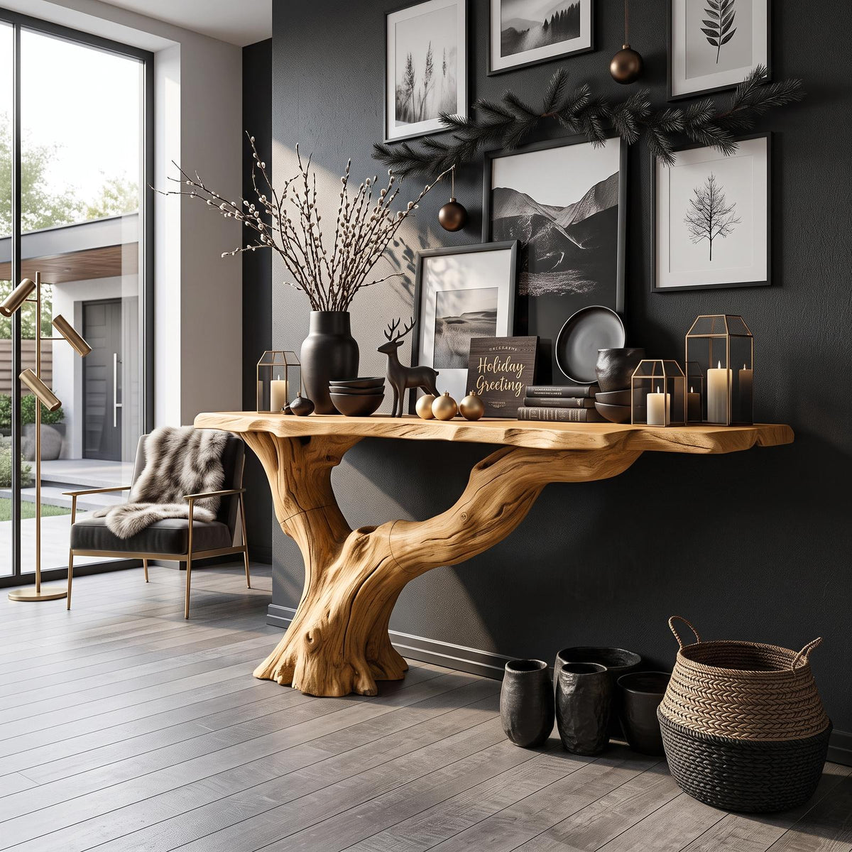 Console Table Solid Wood Farmhouse Entryway Gift