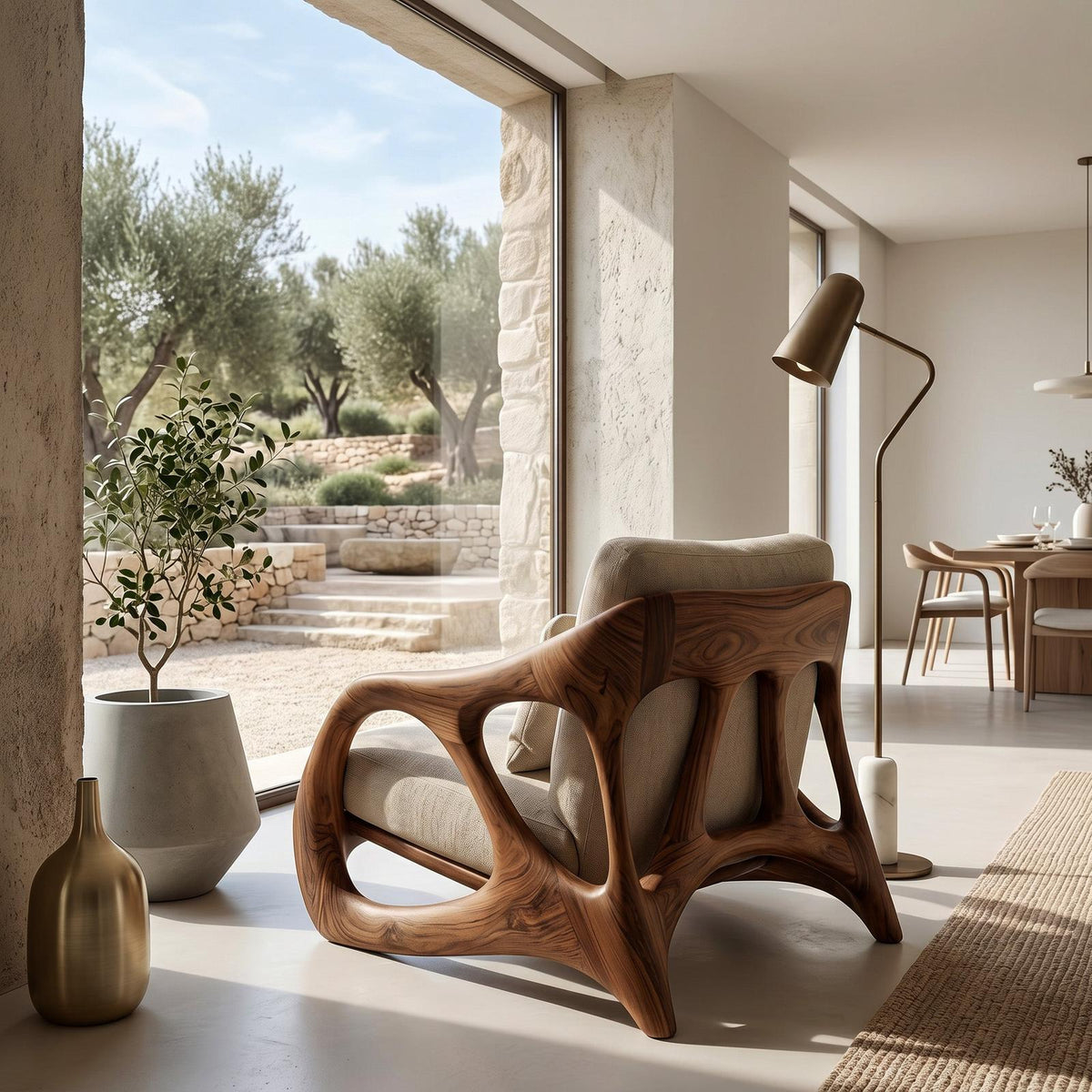 Luxury Frame Sculptural Armchair For Reading Nook