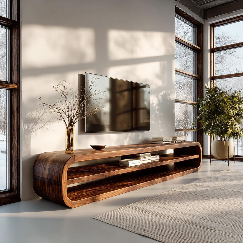 Contemporary Wooden TV Console With Open Storage For Living Room RTTHHNTVC109
