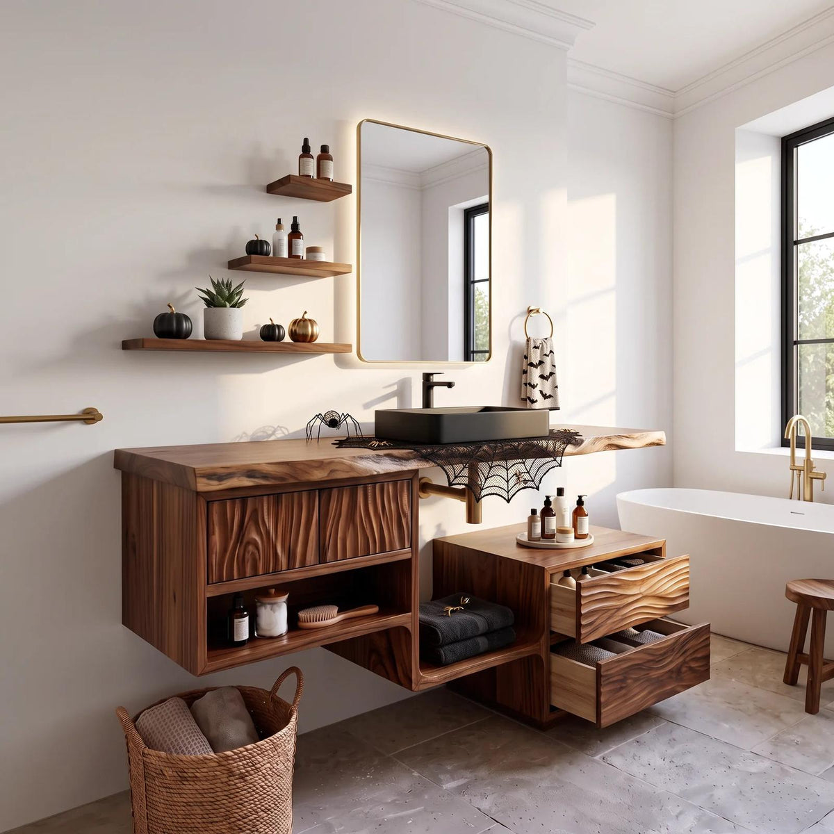 Mid Century Pumpkin Bathroom Vanity Modern Ensuite