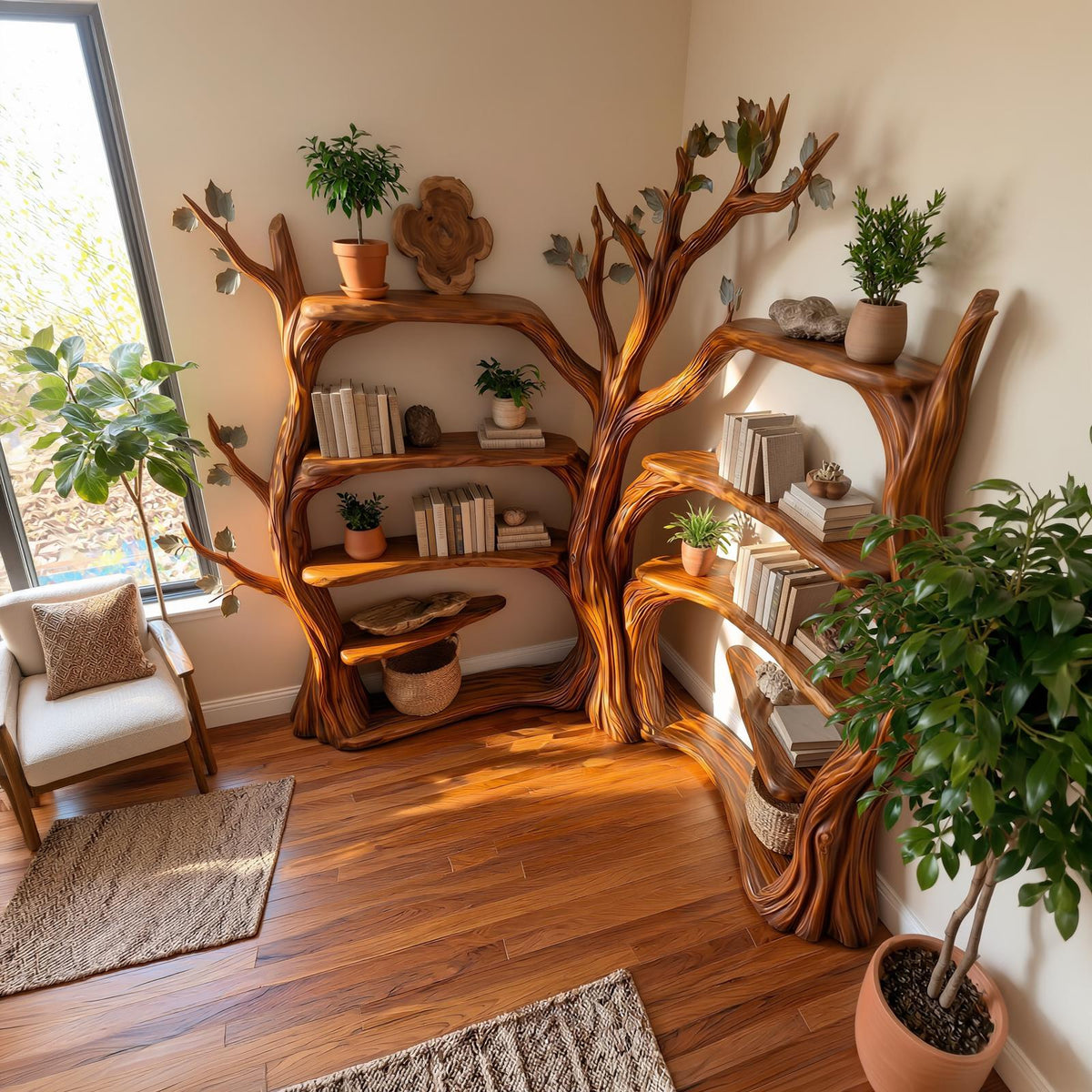 Tree Corner Bookshelf For Living Room And Reading Room