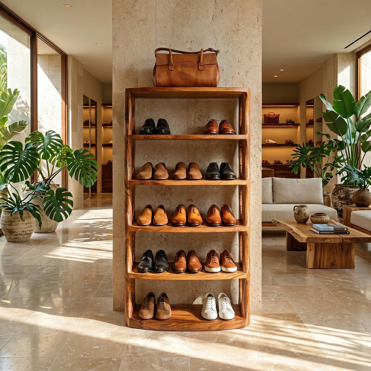 Minimalist Vertical Shoe Rack, Slim Wooden Shoe Tower Organizer Shelf for Entryway Storage Corner