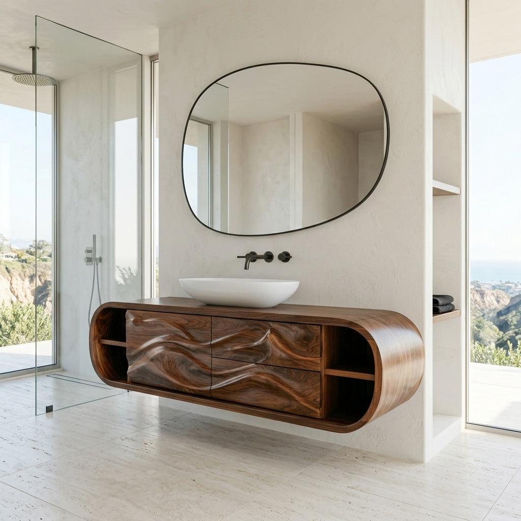 Contemporary Rounded Floating Bathroom Vanity For Modern Bathroom