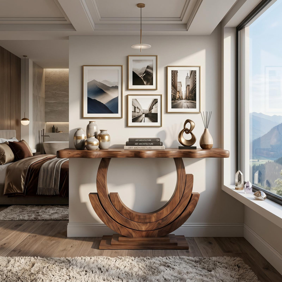 Luxury Infinity Console Table Designer Entryway