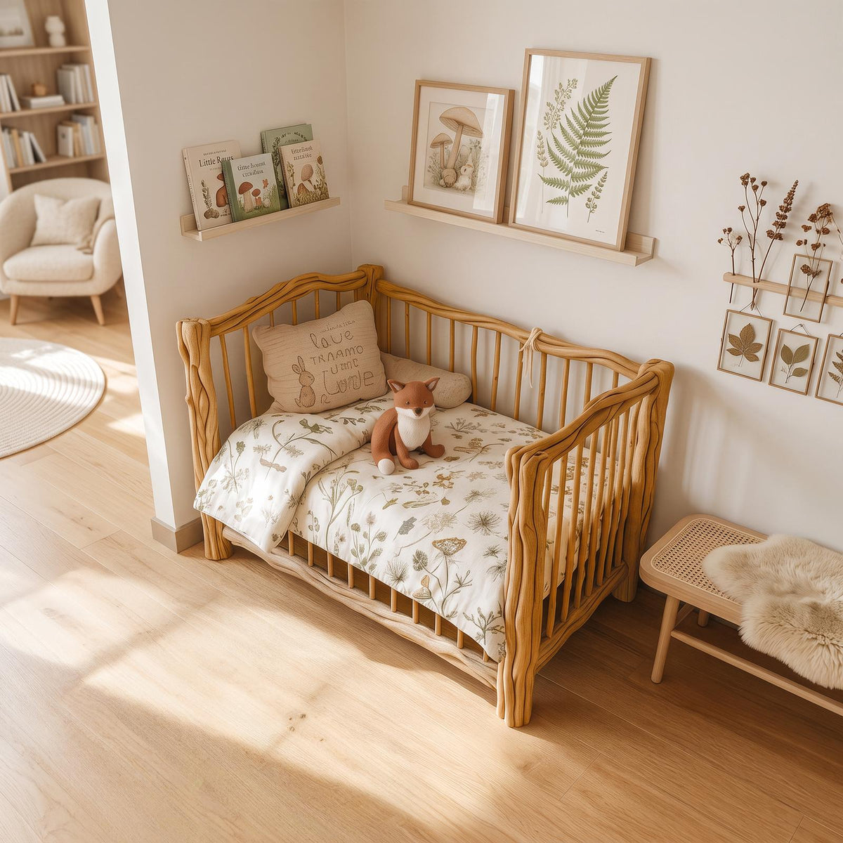 Rustic Kids Wood Bed Nursery Room SINLSAWB034