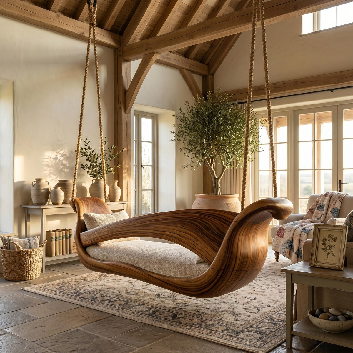 Artistic Sculptural Wooden Swing Bed Coastal Living Collection SILDTTRSWI006