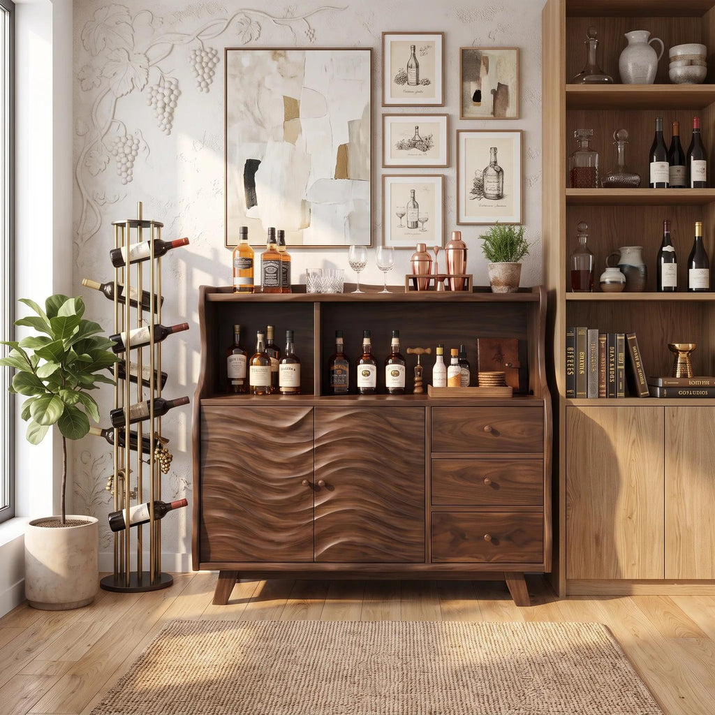 Mid Century Liquor Cabinet with Storage Living Room