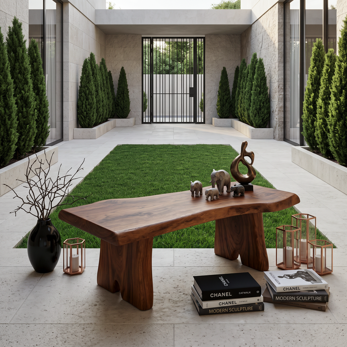 Spry Interior Minimalist Live Edge Wood Bench for Entryway, Patio, or Garden - Rustic Outdoor Solid Wood Seating Bench, Natural Finish, SITHTTCHR021