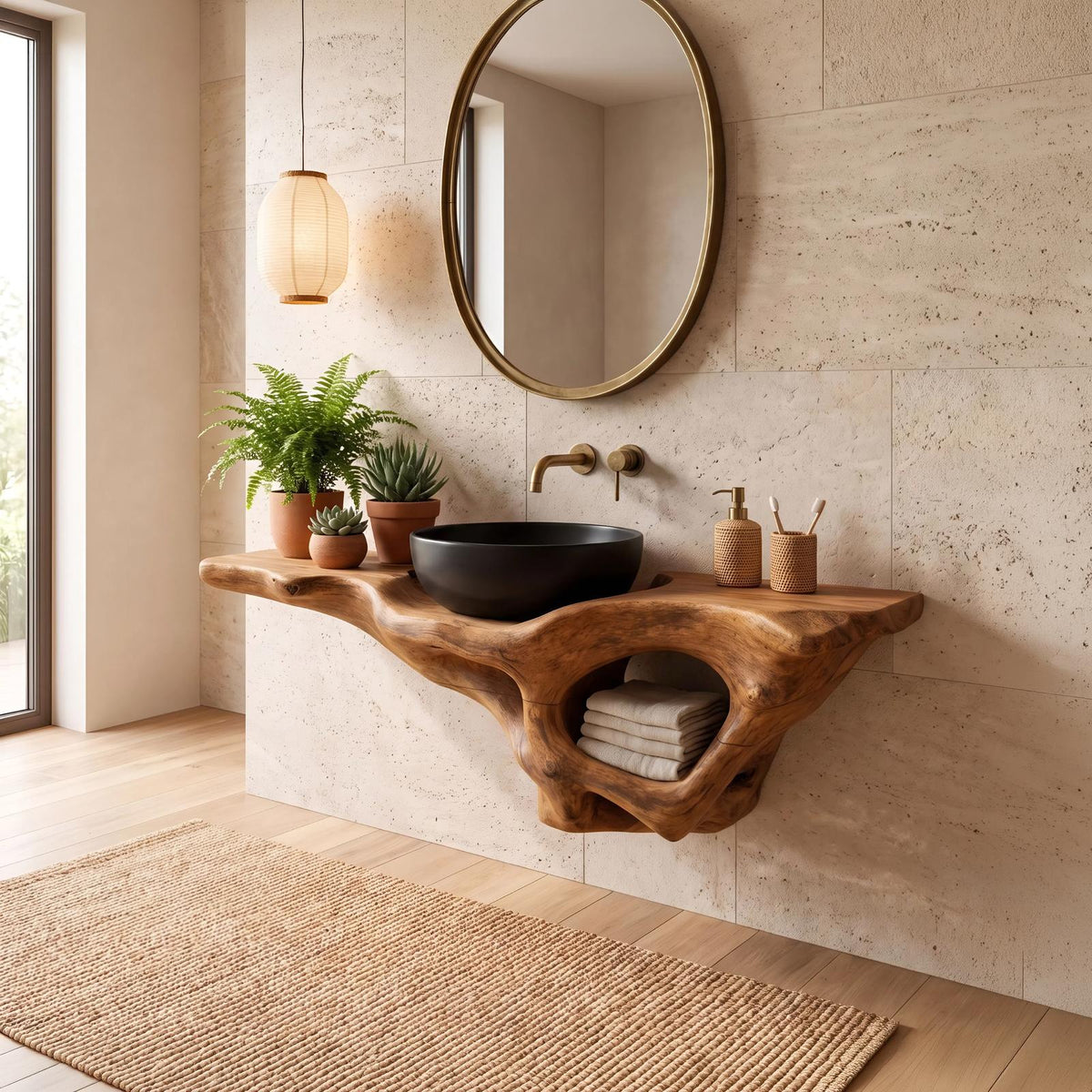 Mid Century Live Edge Vanity Bathroom Decor Accents