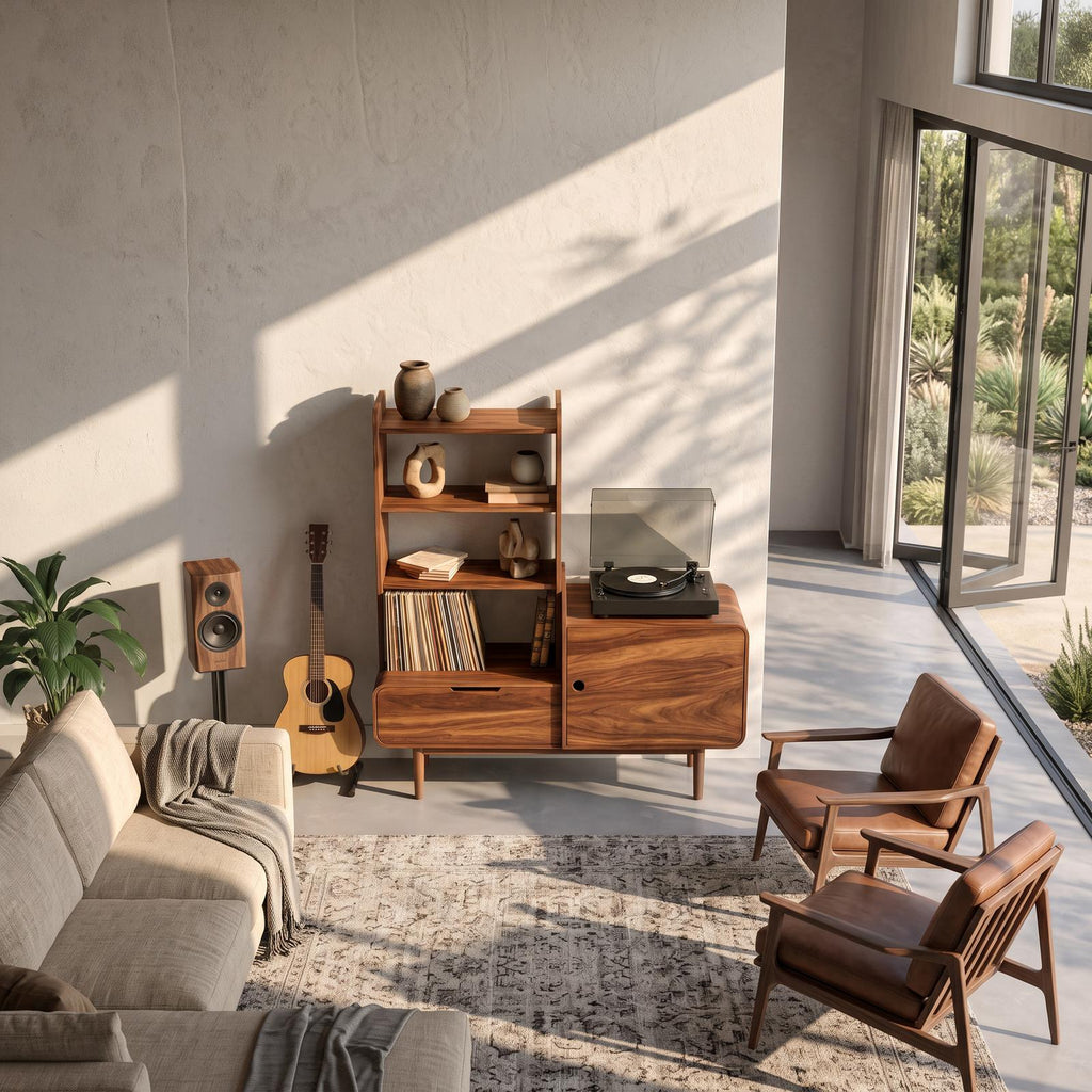 Retro-Inspired Vinyl Record Cabinet For Living Room Or Studio