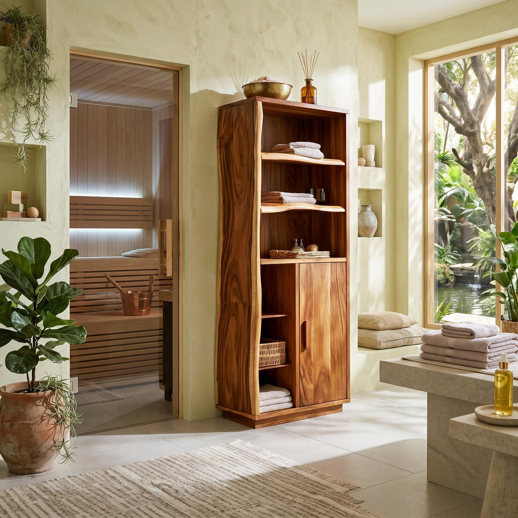 Spry Interior Scandinavian Organic Wood Storage Cabinet, Alpine Retreat Rustic Sideboard Credenza, SILDTTRBRC021