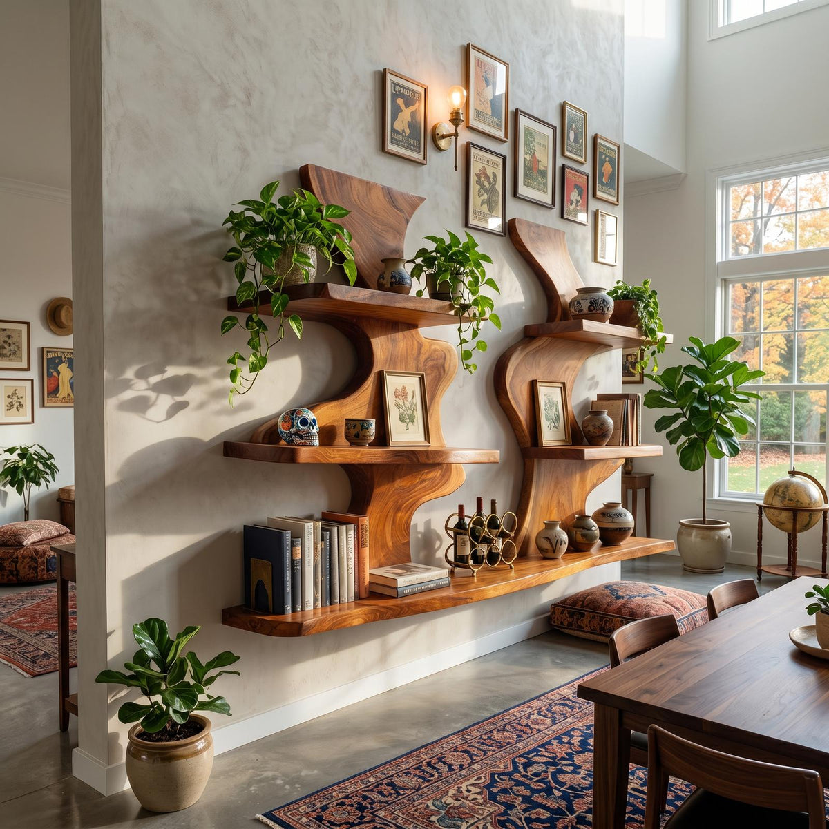 Organic Modern Decorative Wall Shelves for Living Room