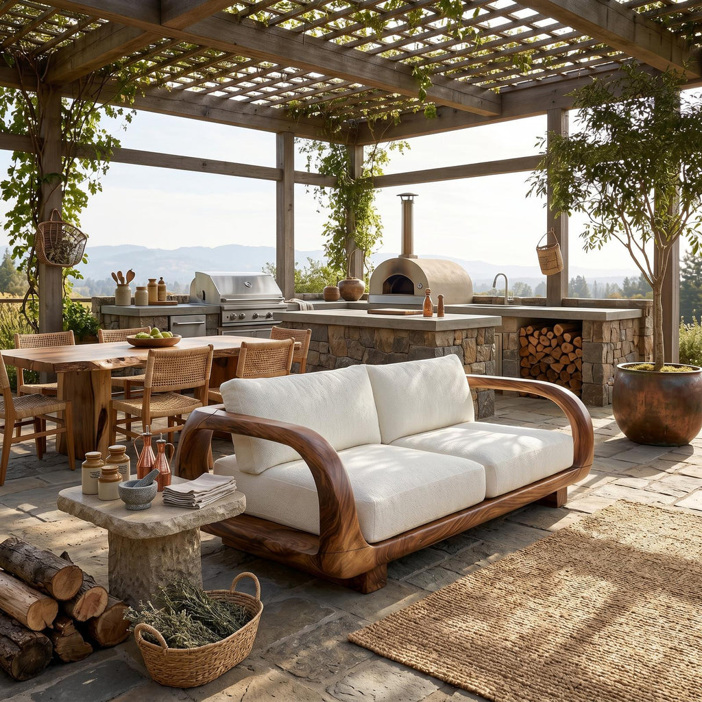 Modern Sculptural Wooden Sofa Contemporary Penthouse Living Room