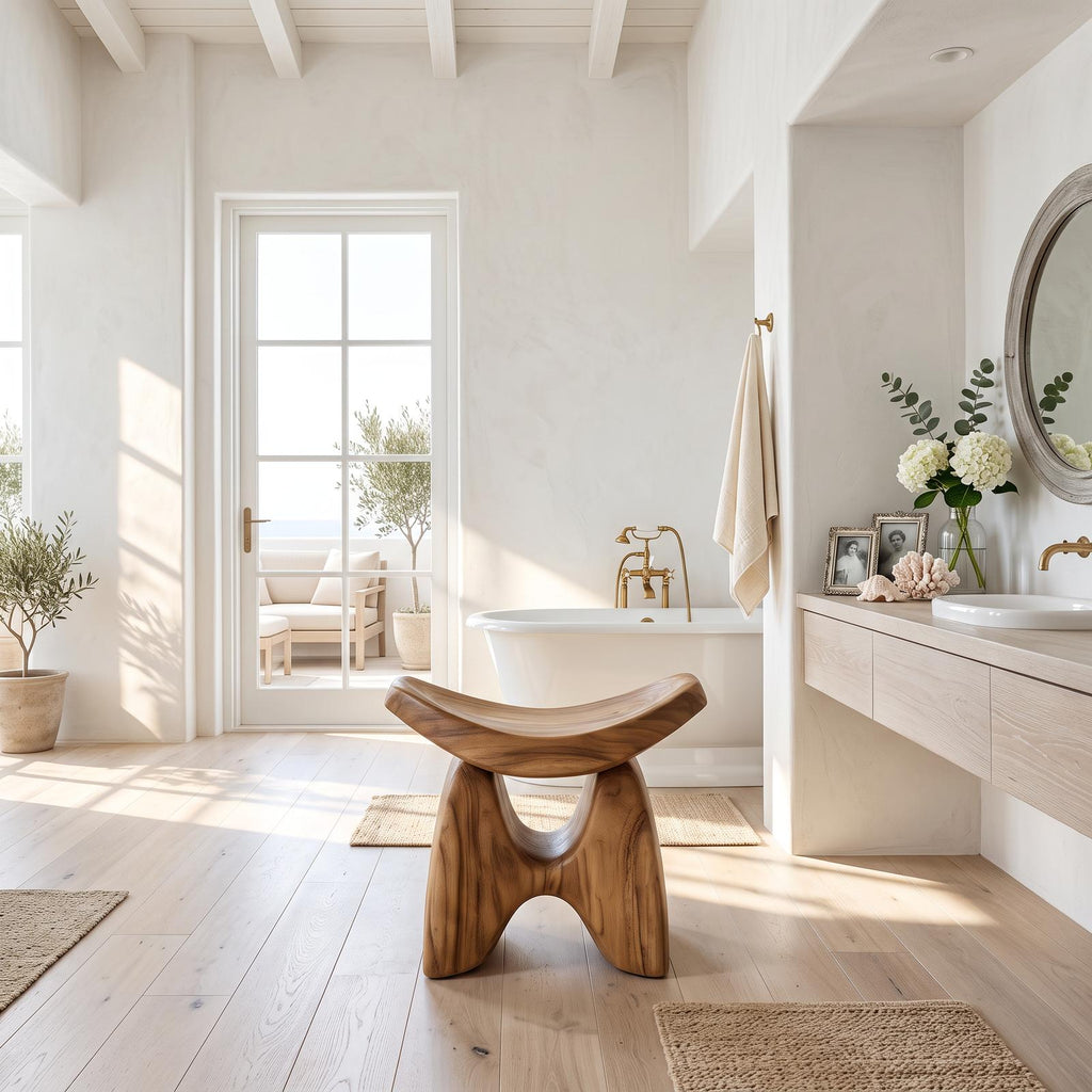 Mid Century Shower Stool For Elegant Bathroom Look