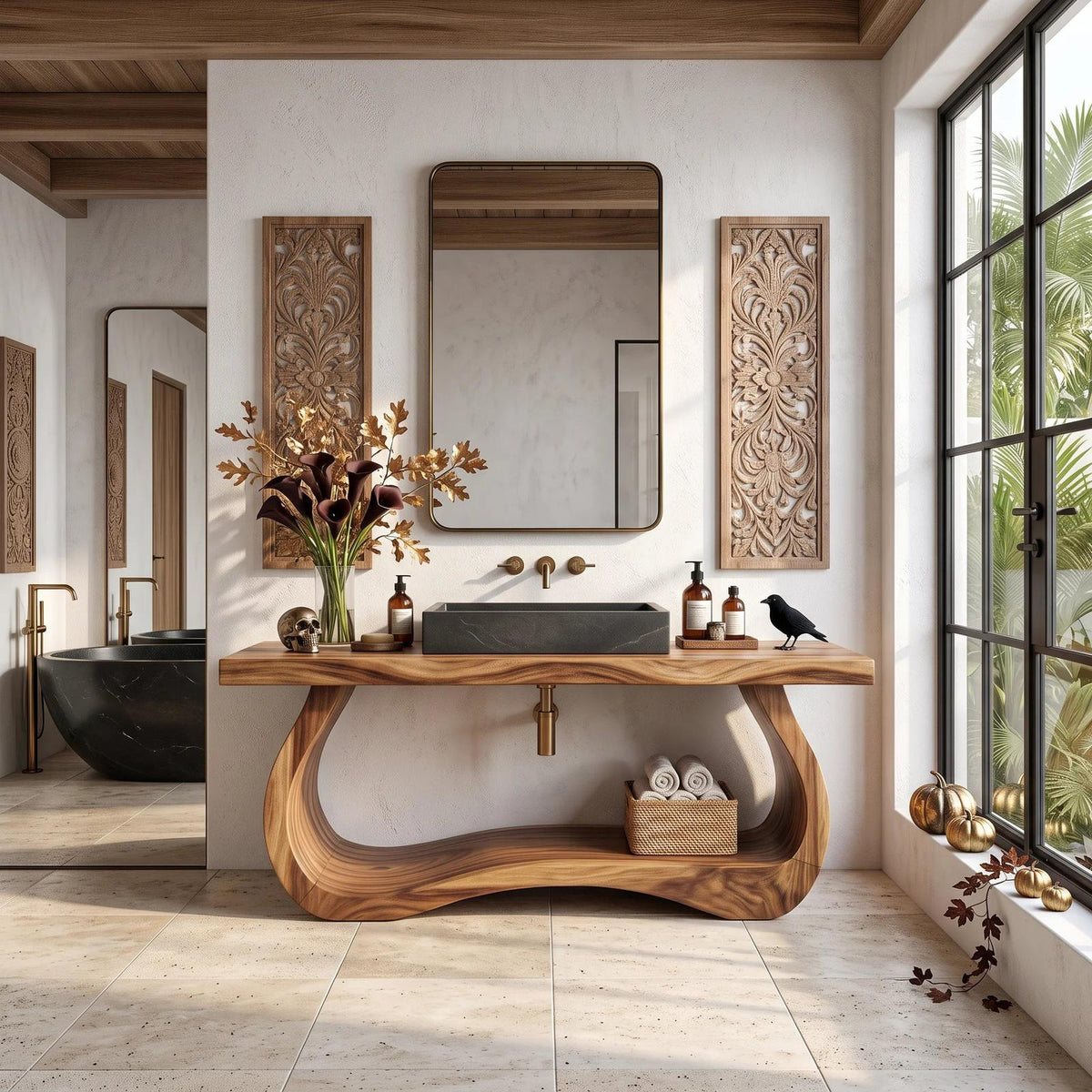 Mid Century Wood Bathroom Vanity Spa Bathroom