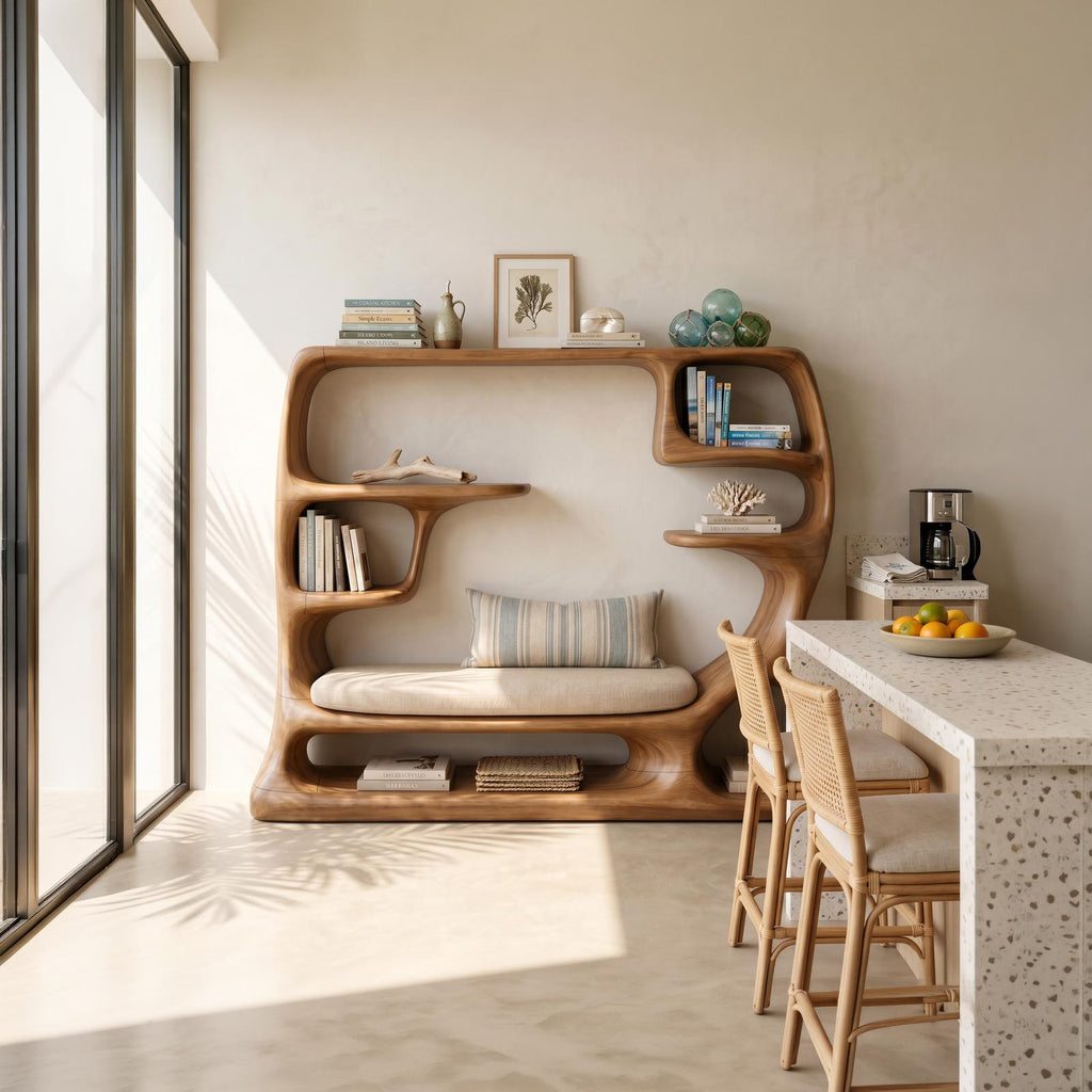 Organic Window Seat Bookcase For Cozy Reading Space
