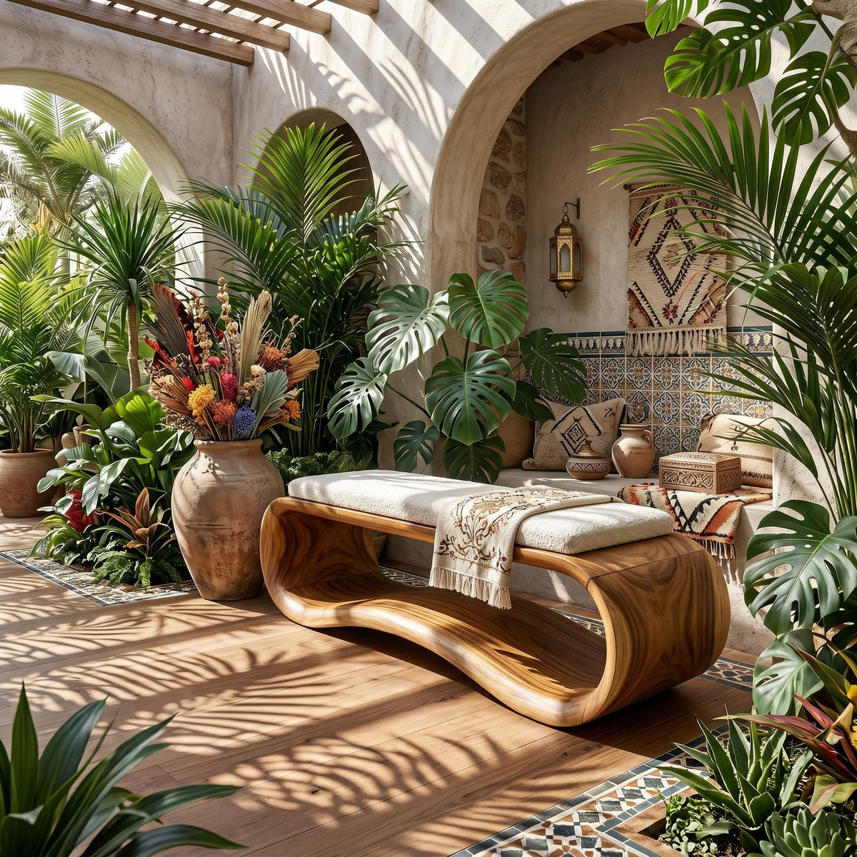 Luxury Wooden Accent Bench Modern Villa SILDTTRBEN065