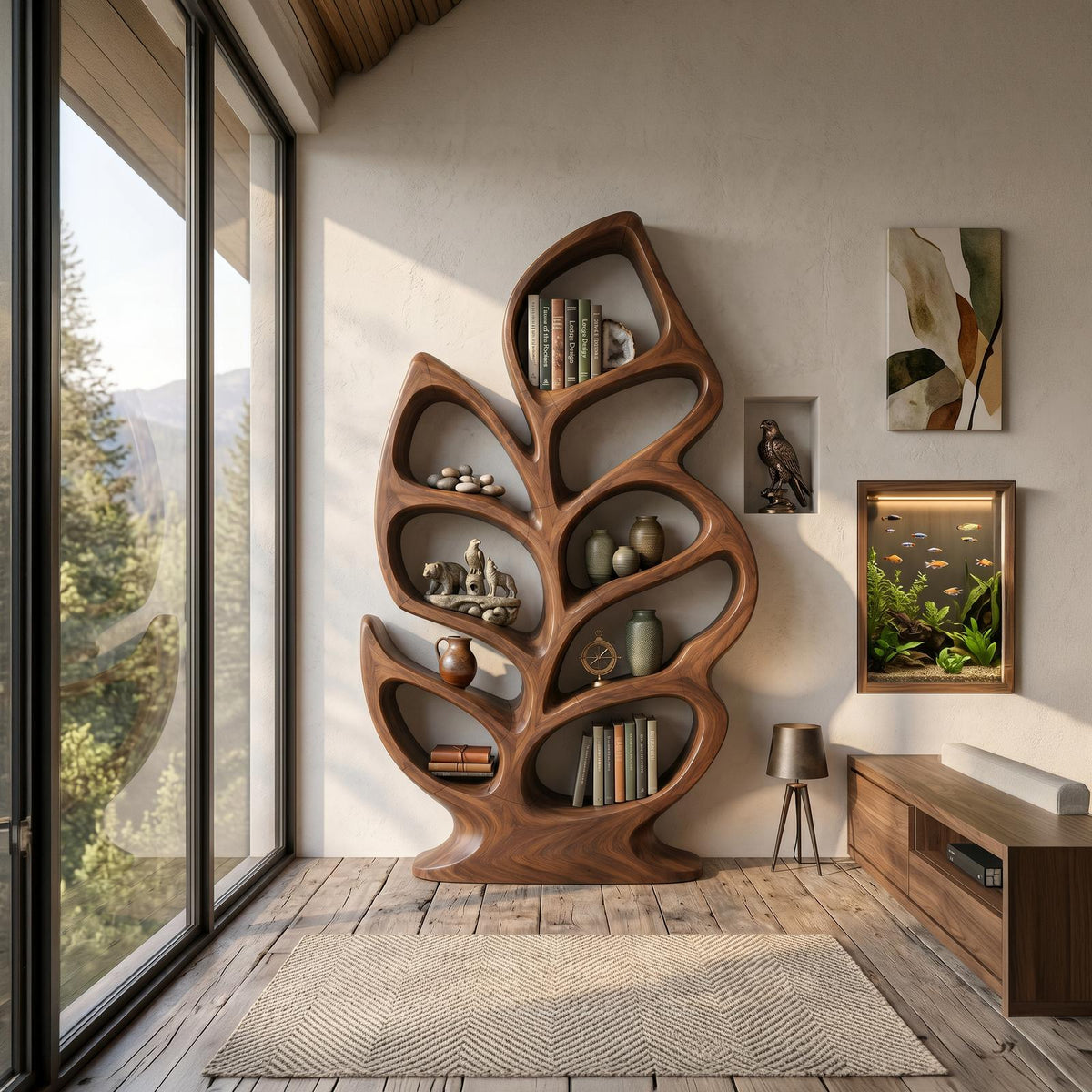 Contemporary Sculptural Bookcase For Stylish Entryway Interior SILDTTNBS045