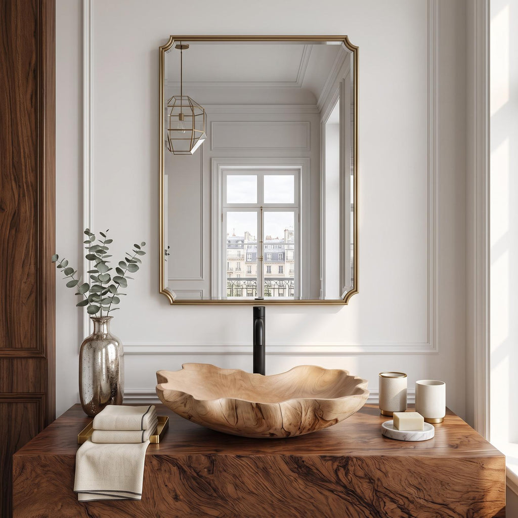 Teezano Rustic Solid Wood Sink Basin Vanity, Handcrafted Natural Tree Trunk Wood Bathroom Pedestal Sink Unit, SILDTTRVS019