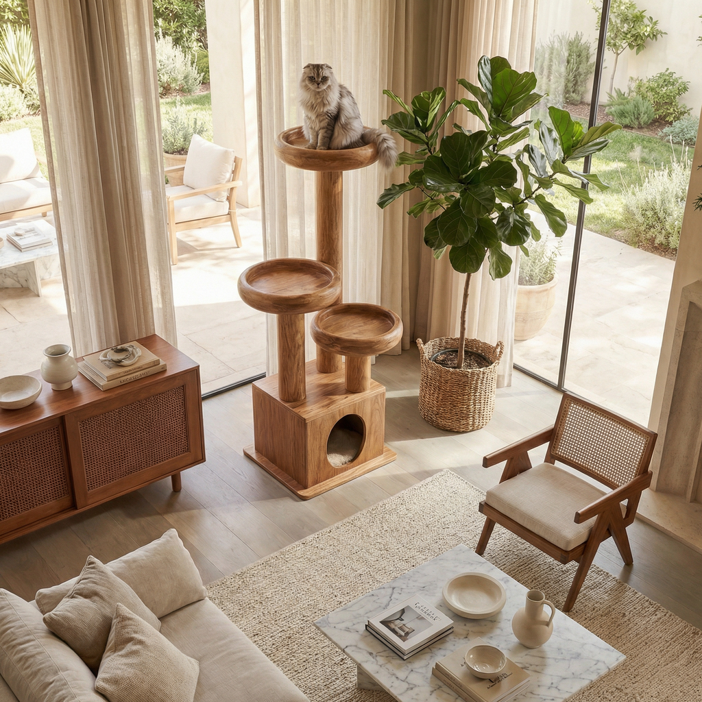 Modern Decorative Cat Tower For Living Room And Pet Lounge
