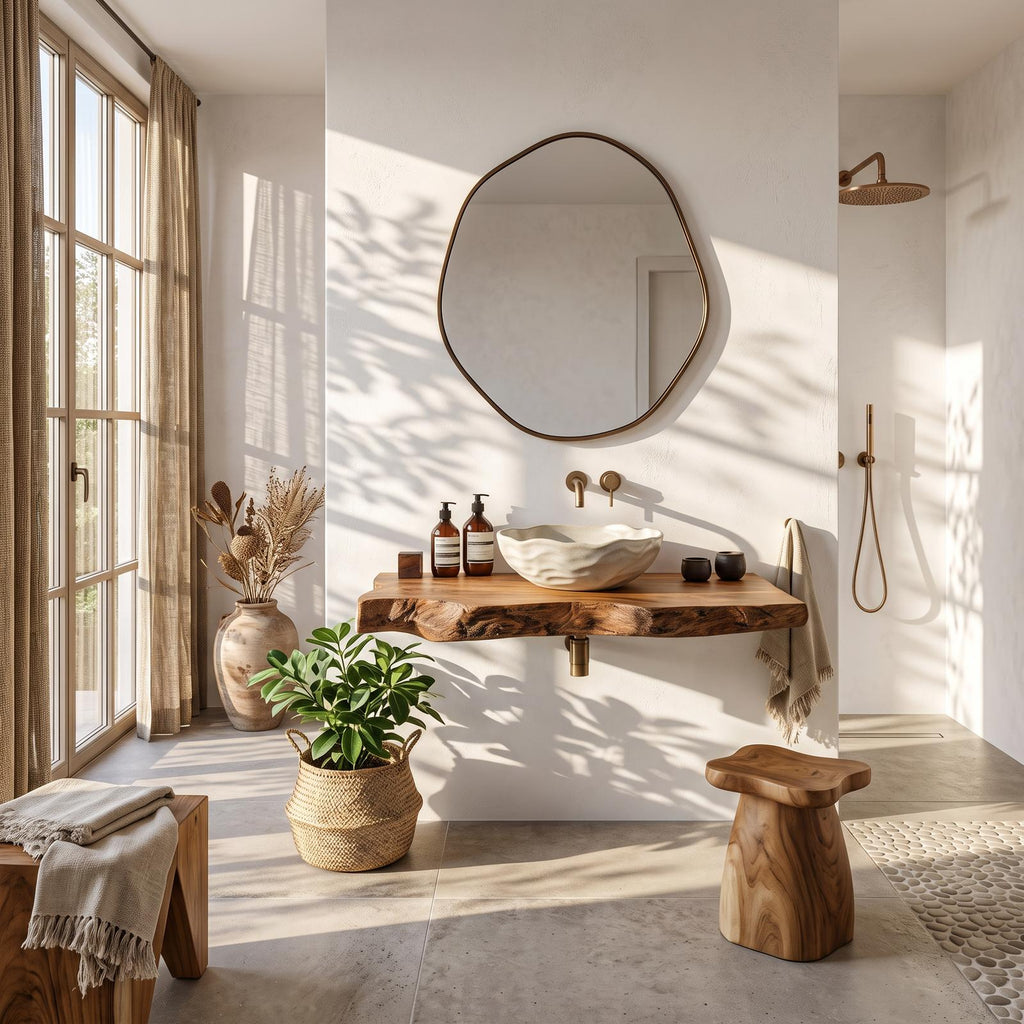 Wooden Floating Vanity With Live Edge For Bathroom SILDTTRBAS033