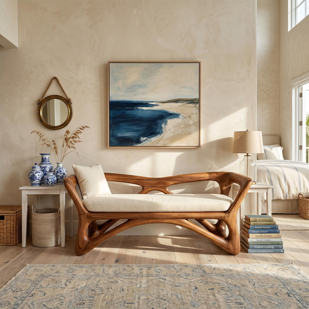 Japandi Accent Bench Wellness Retreat