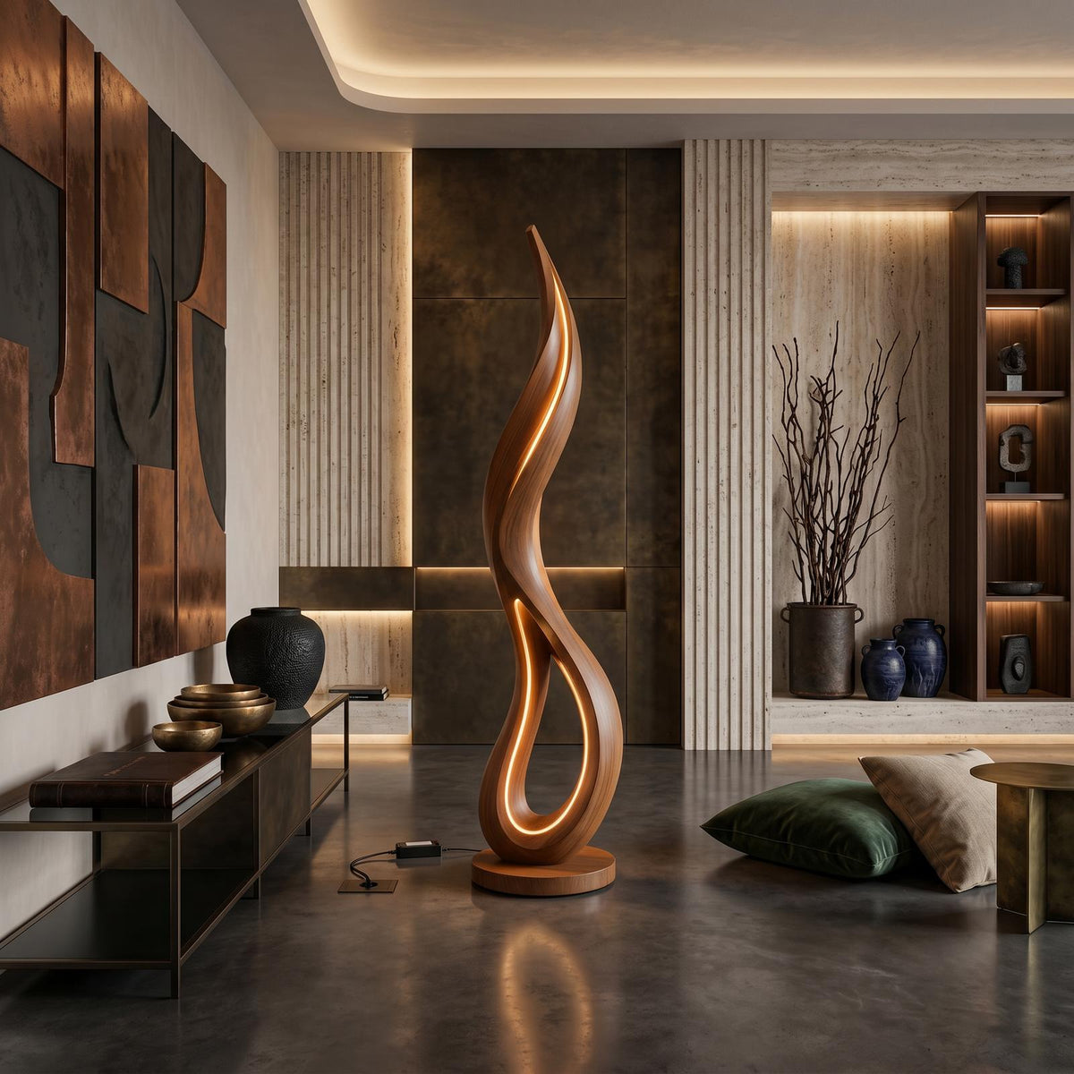 Contemporary Dancing Flame Floor Lamp For Living Room SILDTTNLAM033