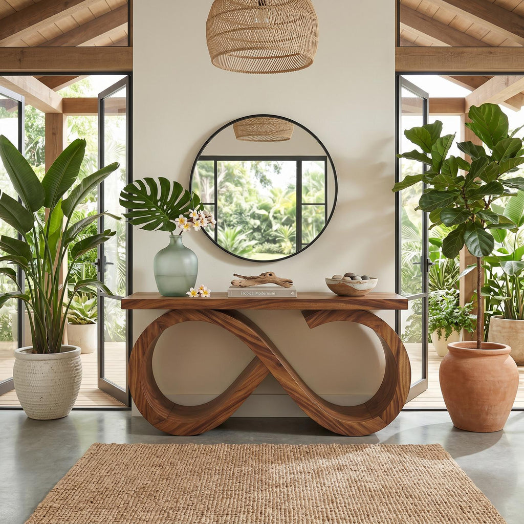 Contemporary Infinity Loop Console Table Modern Hallway SILDTTRCS072