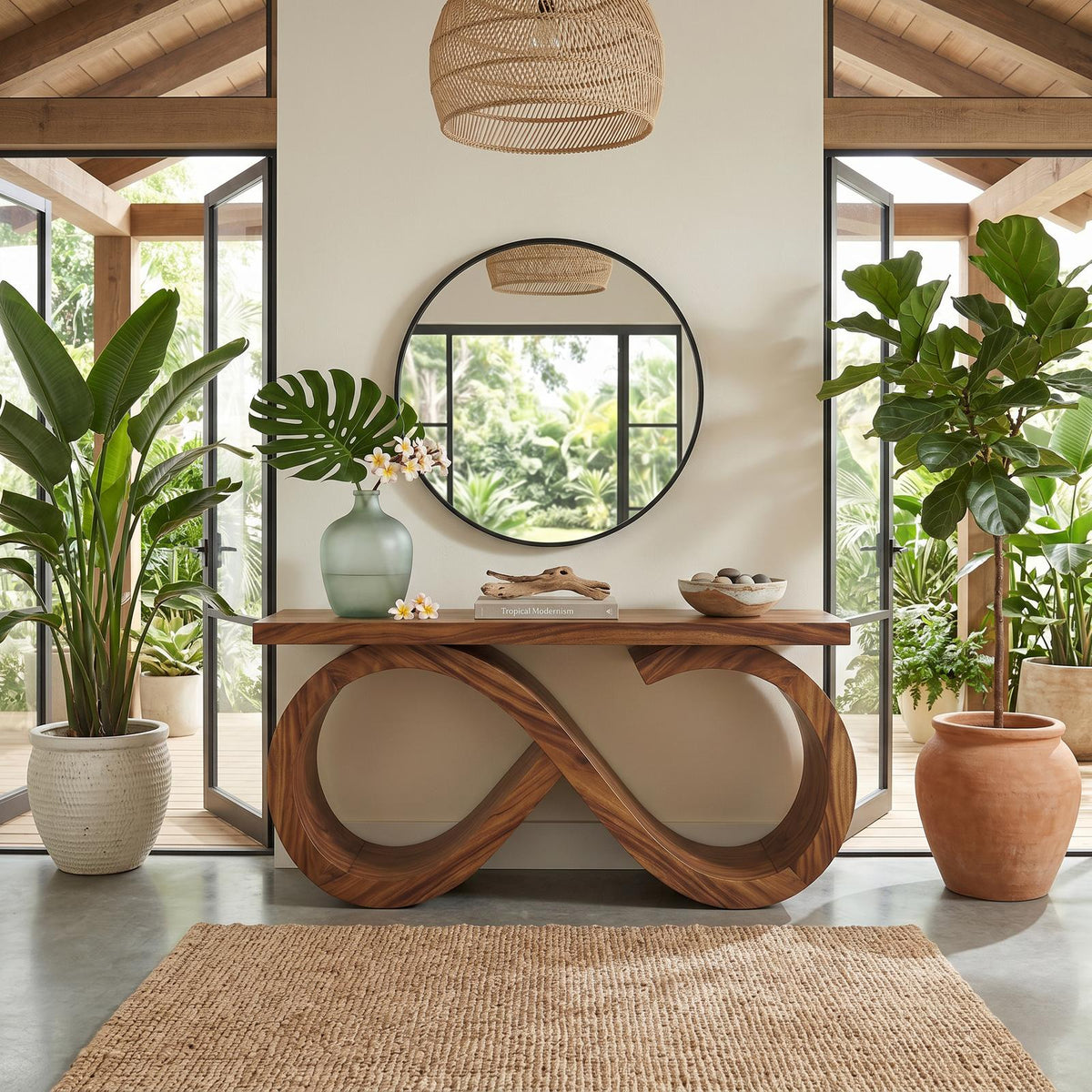 Contemporary Infinity Loop Console Table Modern Hallway SILDTTRCS072