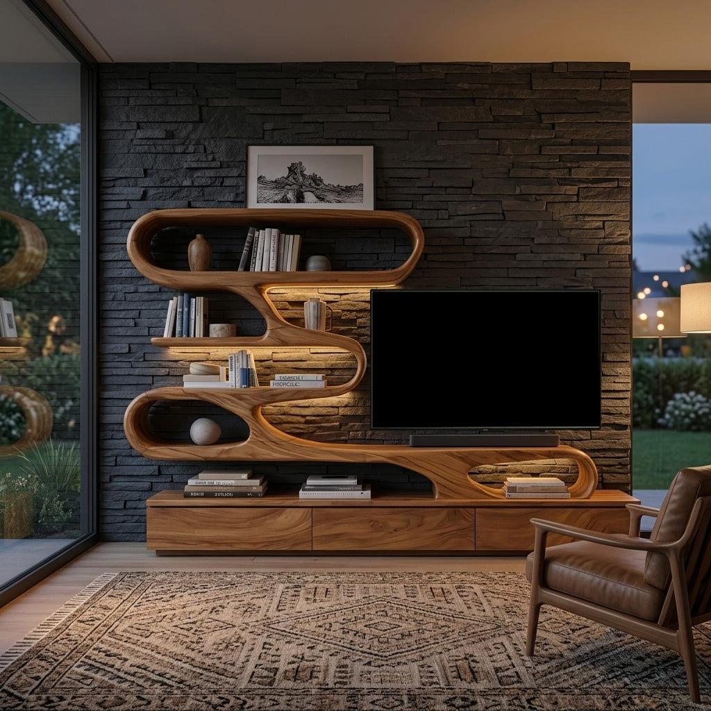 Modern Organic Wall TV Shelf System For Living Room