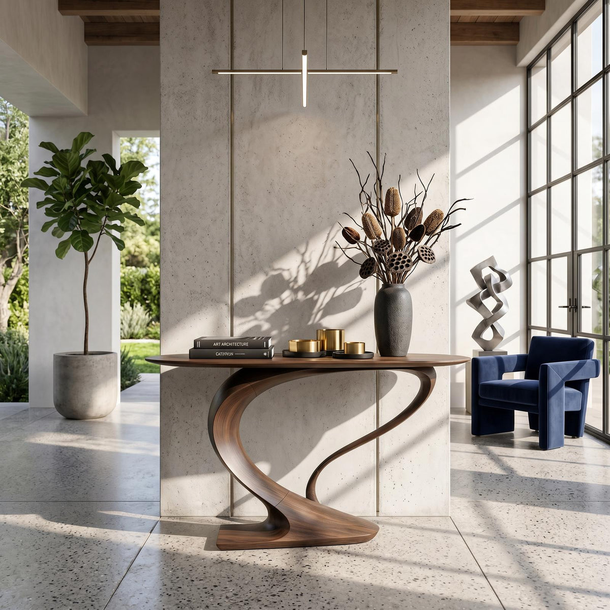 Contemporary Curved Console Table Modern Residence