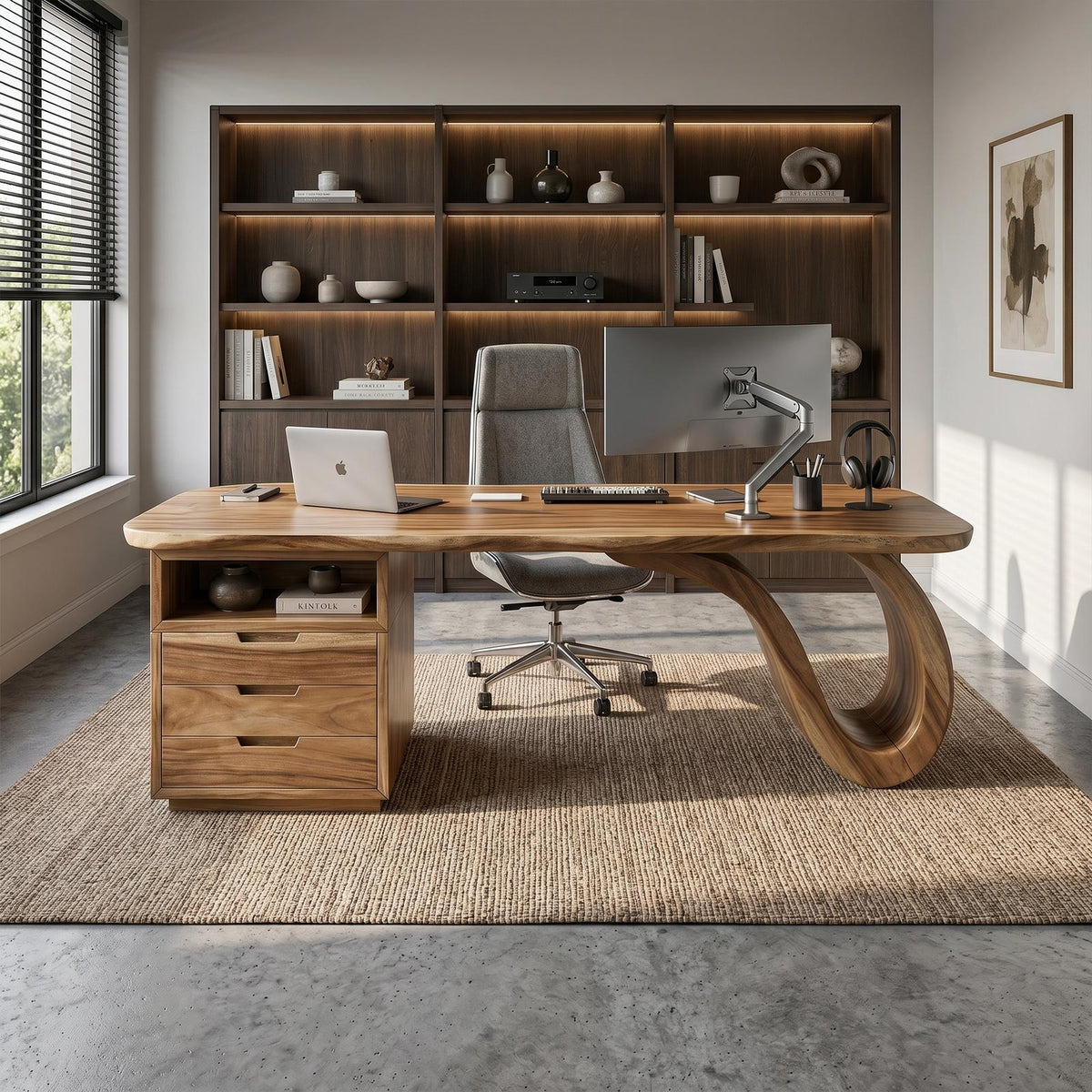 Organic Sculptural Executive Desk Luxury Workspace