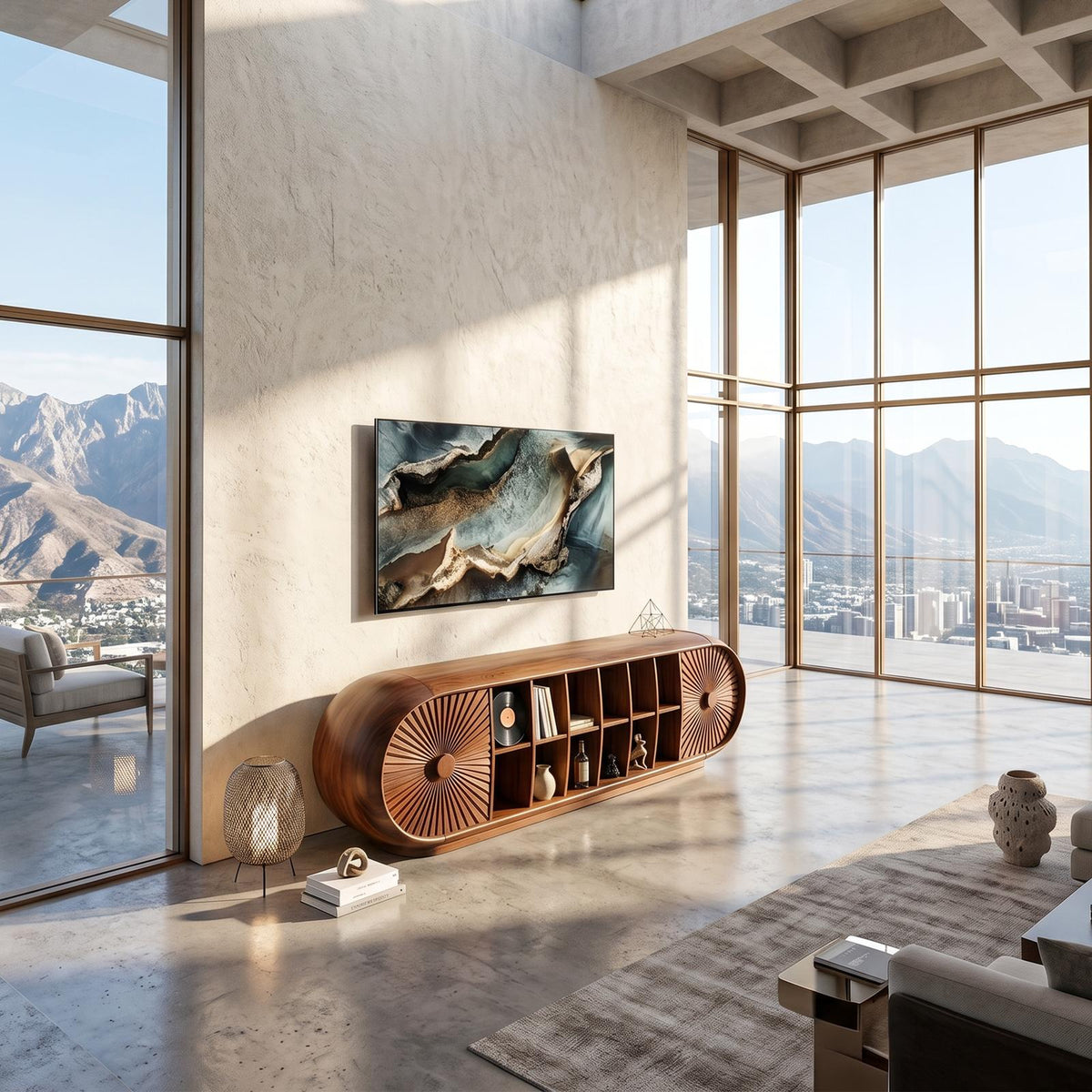 Scandinavian Organic TV Cabinet, Light Wood Media Console & Living Room Sideboard