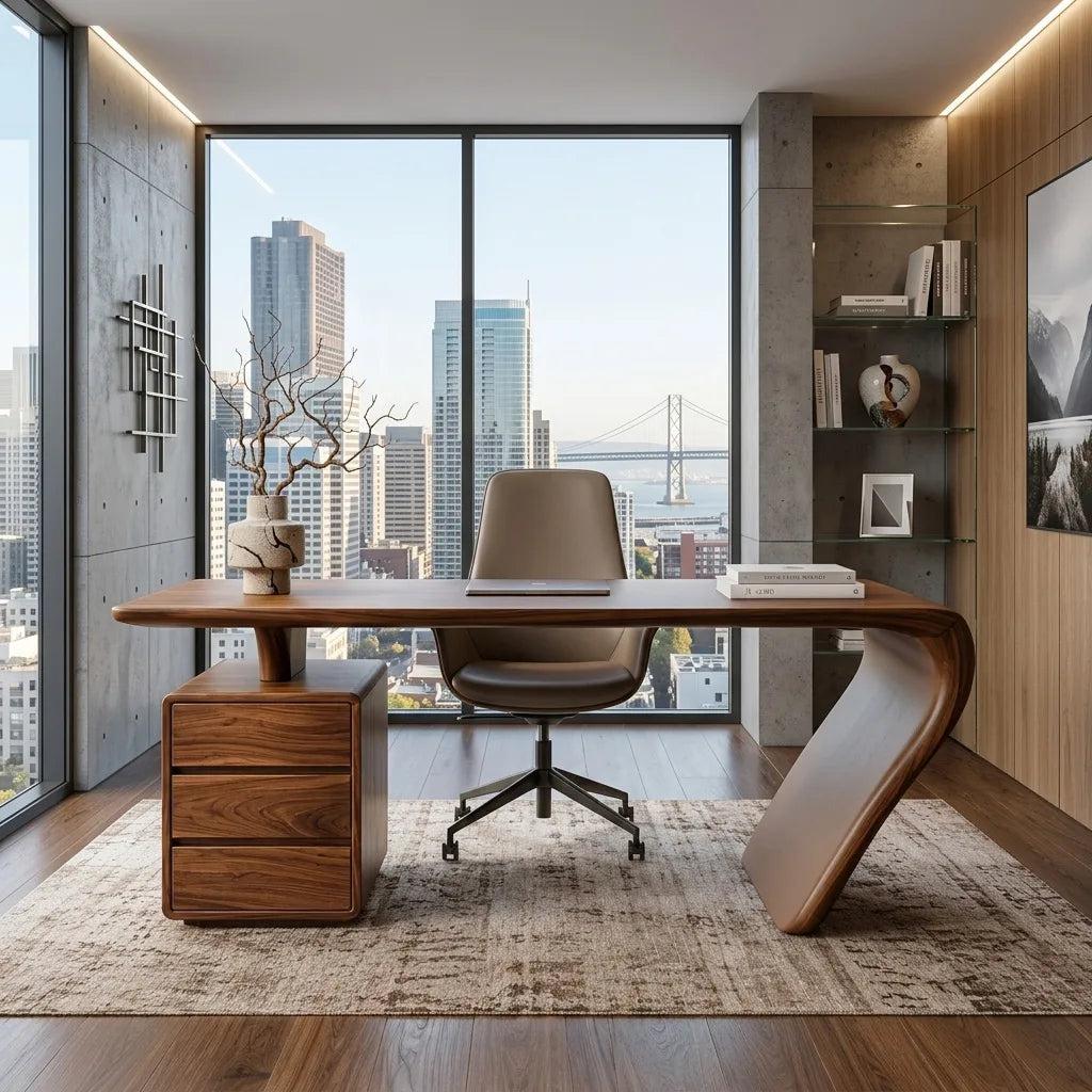 Organic Sculptural Curved Desk For Home Office