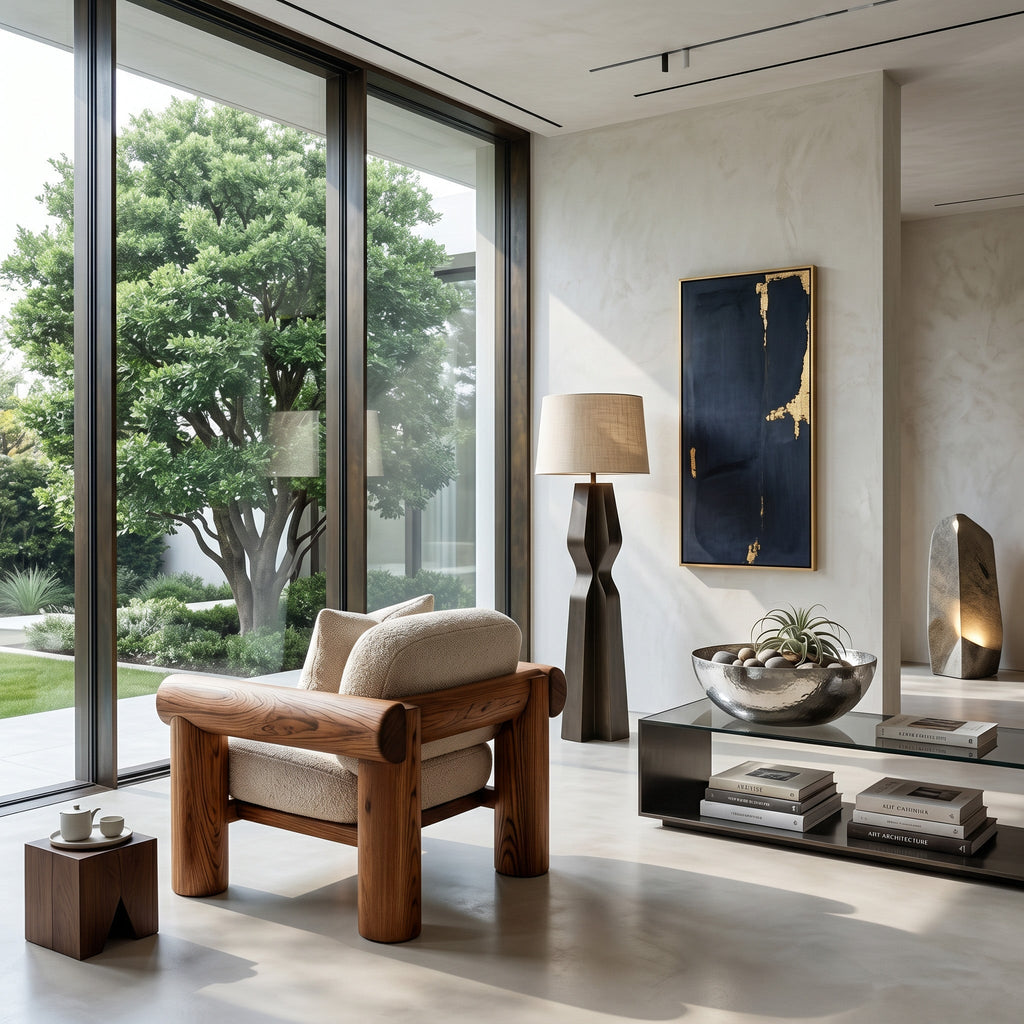 Organic Barrel Frame Armchair For Living Room