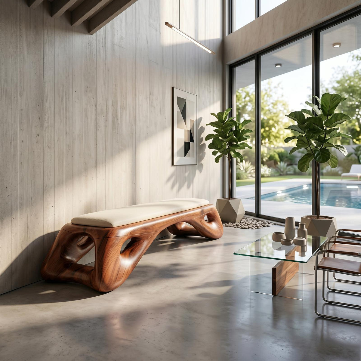 Organic Modern Entryway Bench Luxury Residence SILDTTRBEN073