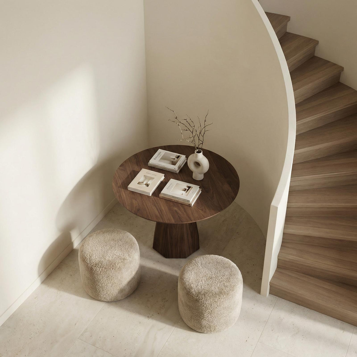 Contemporary Organic Round Entryway Foyer Table For Entryway SINLSAFT007