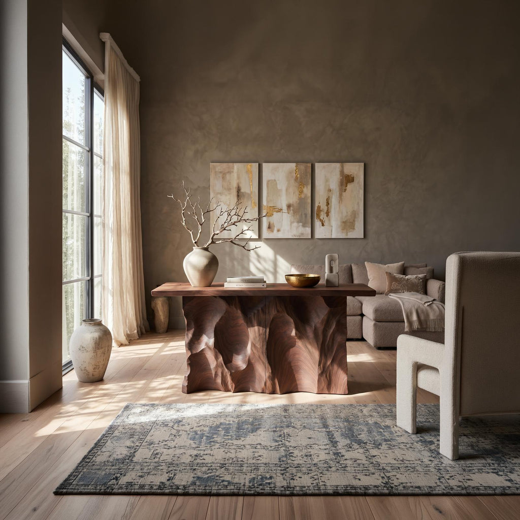 Minimalist Raw Edge Hall Table For Apartment Entryway Space