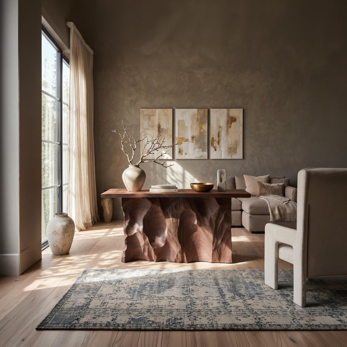 Minimalist Raw Edge Hall Table For Apartment Entryway Space