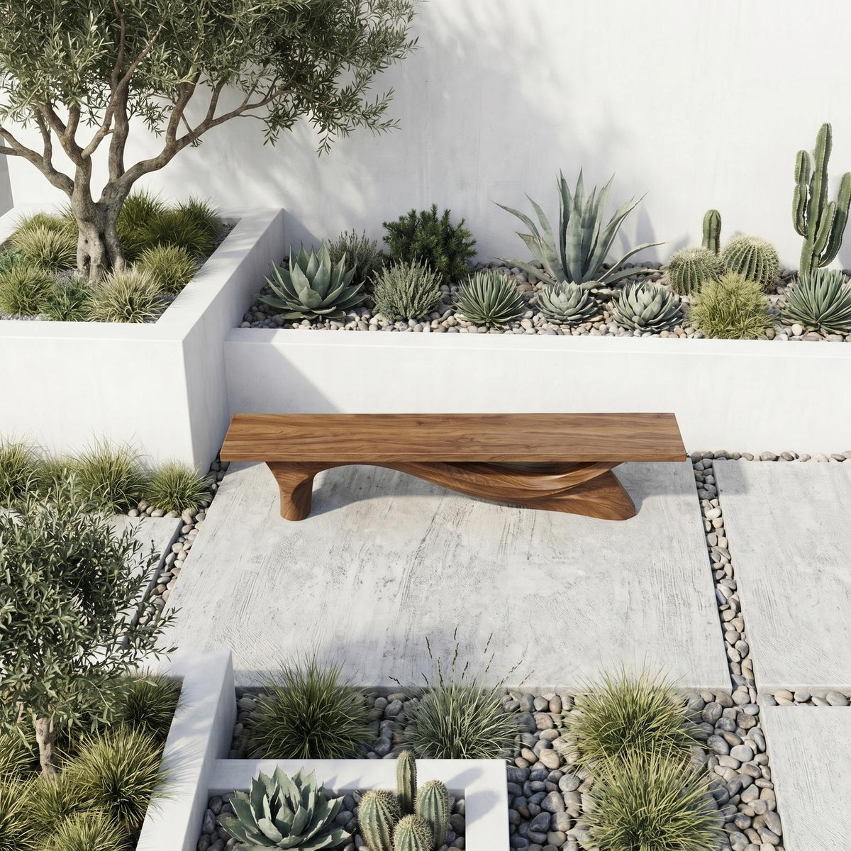 Spry Interior Modern Organic Bench, Solid Wood Asymmetrical Wave Entryway Seating, Handcrafted Bedroom Accent Bench, SINLHARS098