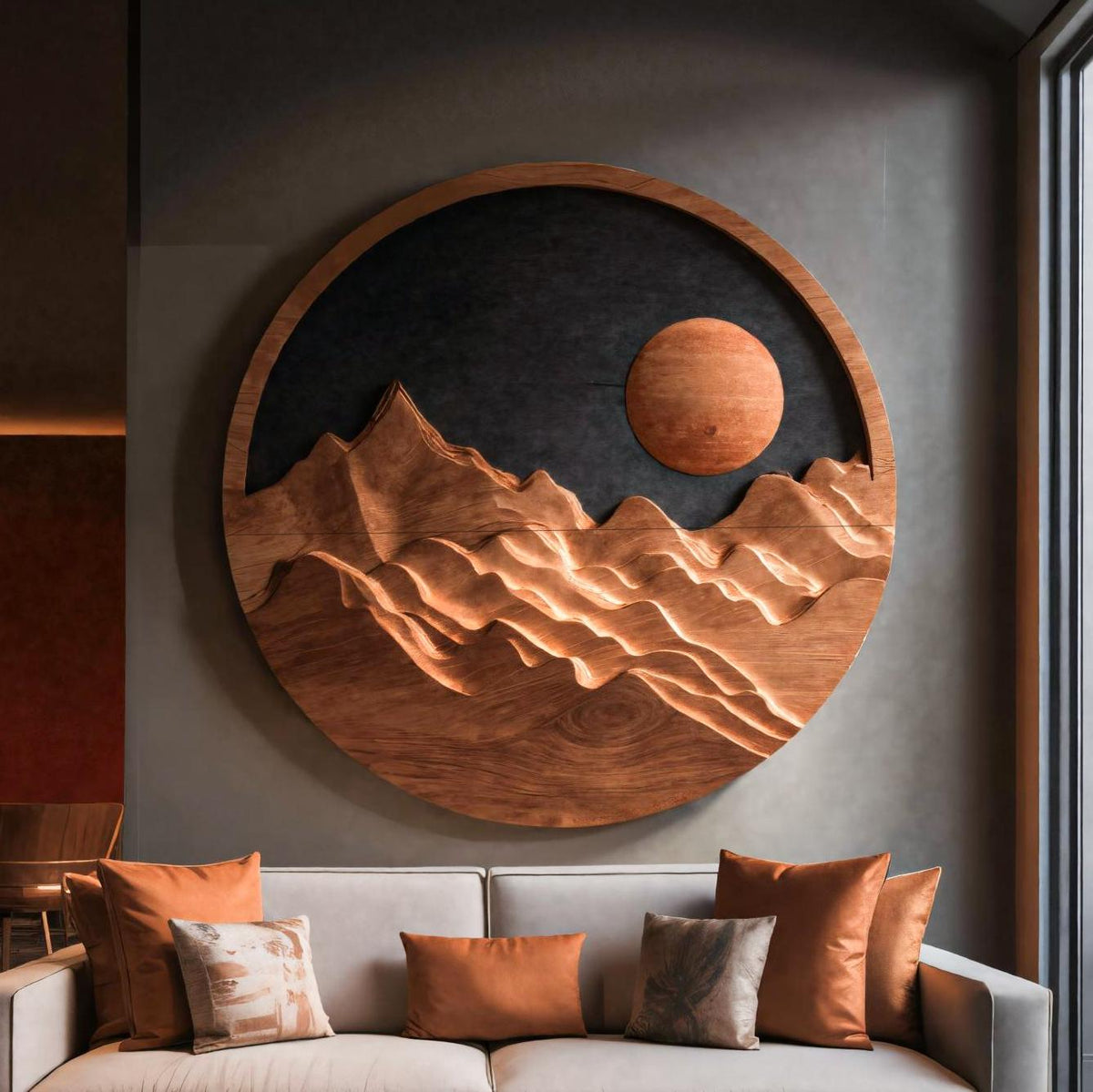 Artistic Mountain Sun Wall Hanging For Modern Home RTTHTTWA068