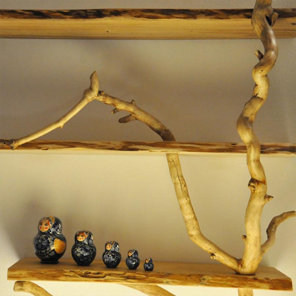 Natural Tree Branch Corner Shelf Wood Bookcase Wall Custom Cat Tree