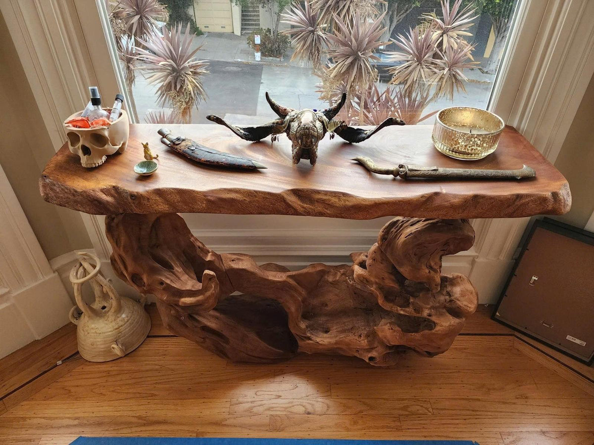Narrow Console Table Solid Wood SINLCS008