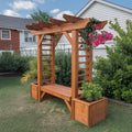 Rustic Wooden Pergola Bench With Planters For Patio Or Garden