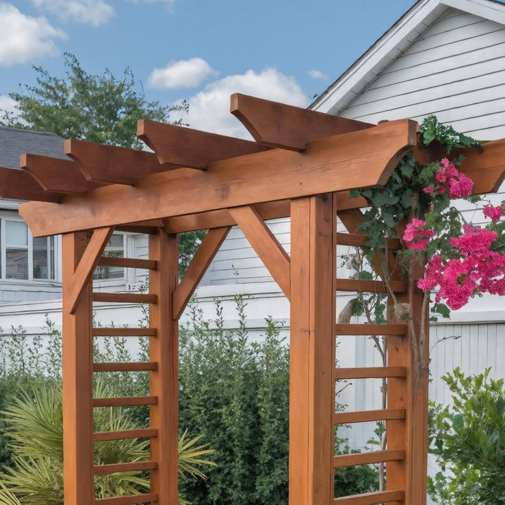 Rustic Wooden Pergola Bench With Planters For Patio Or Garden