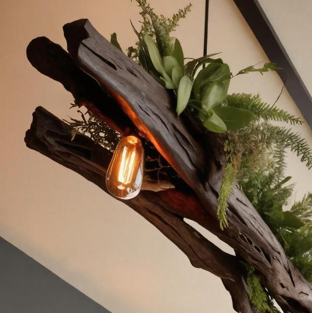 Rustic Wooden Ceiling Light With Greenery For Kitchen Or Living Room SITHTTLAM007