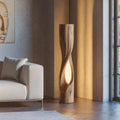 Minimalist Wooden Floor Lamp, Modern Solid Wood Standing Accent Light with Fabric Shade for Living Room, Model